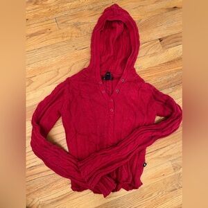 Vintage Abercrombie and Fitch cable knit hoodie sweater with silver buttons